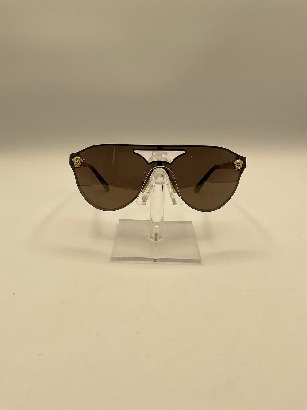 Versace Medusa Shield Aviator Sunglasses, Black/Gold, Mod.2161